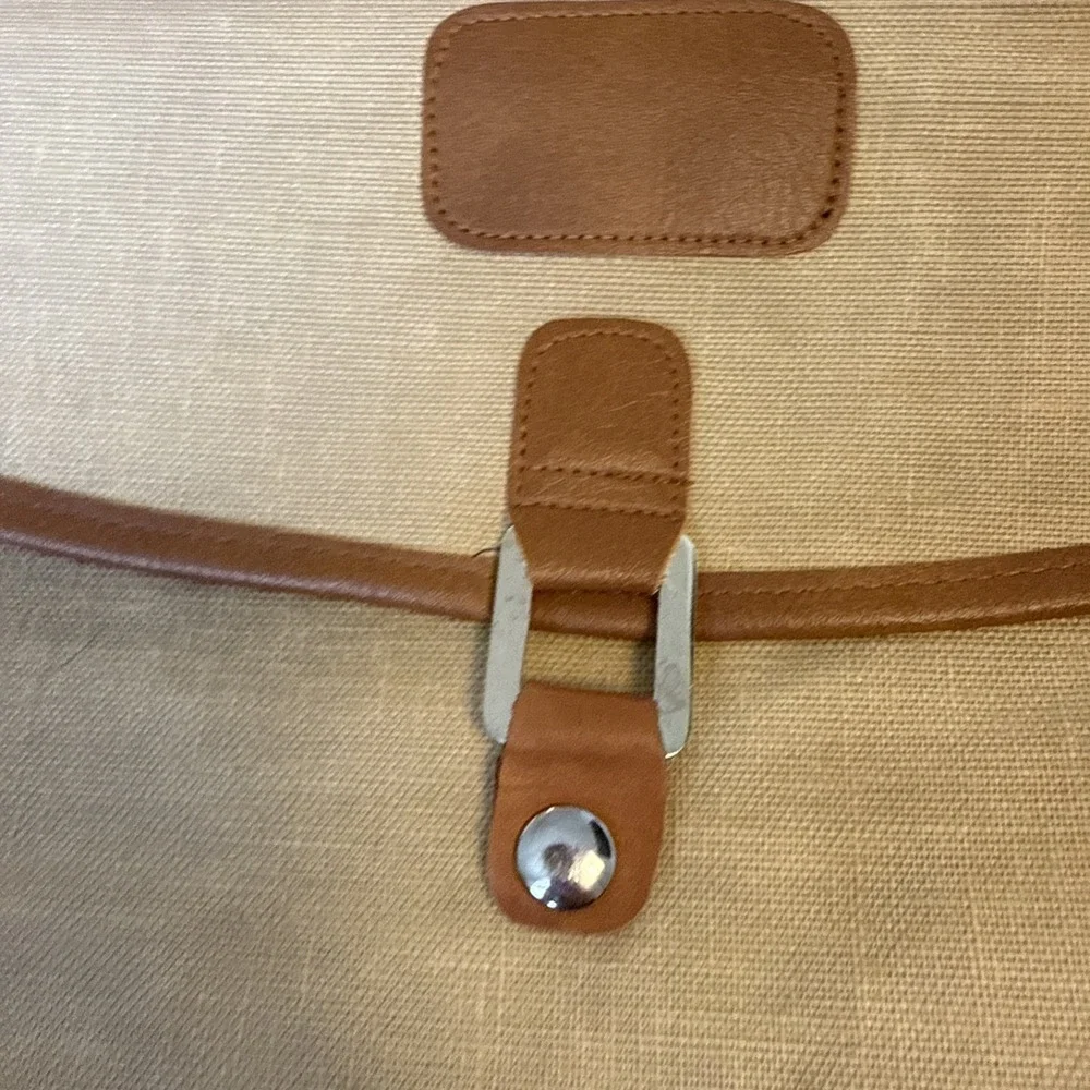 Vintage Charles Revson Attache Briefcase‎ by Ultima II Beige Brown Woven Canvas